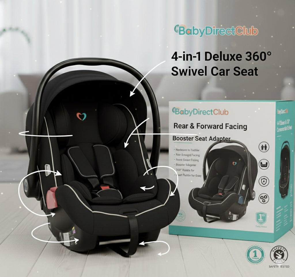 The Deluxe LuxeRide™ 4in1 360 Degree Car Seat- Baby Direct Club™ Exclusive