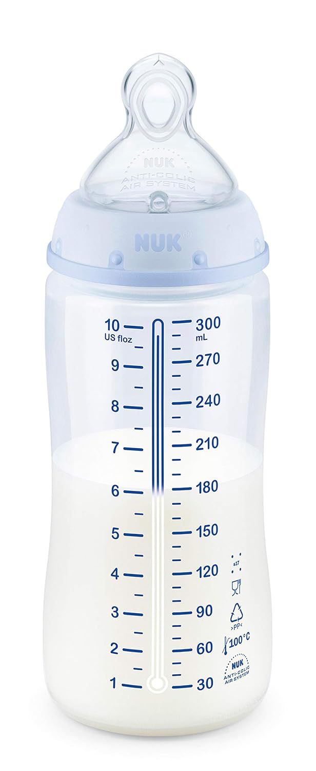 NUK Smooth Flow Anti Colic Baby Bottle, 10 oz, 3 Pack, Elephant