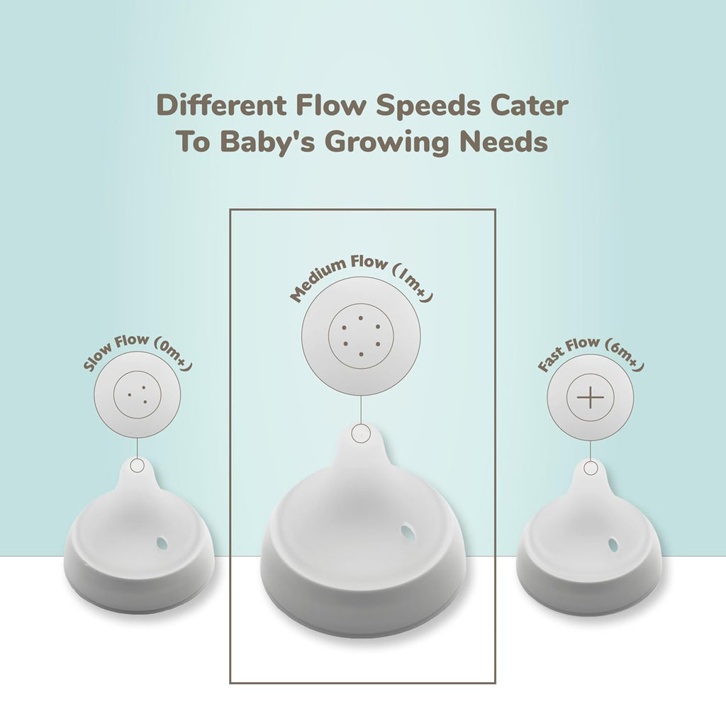 NUK Perfect Match 2-in-1 Natural and Anti-Colic Bottle with Medium Flow, Wide, Adaptable Nipple, 8oz., 4 Pack, BPA Free