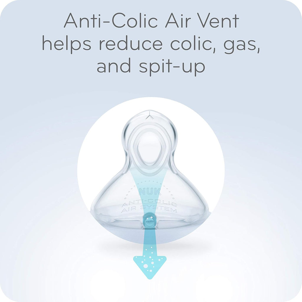 NUK Smooth Flow Anti Colic Baby Bottle, 10 oz, 3 Pack, Elephant