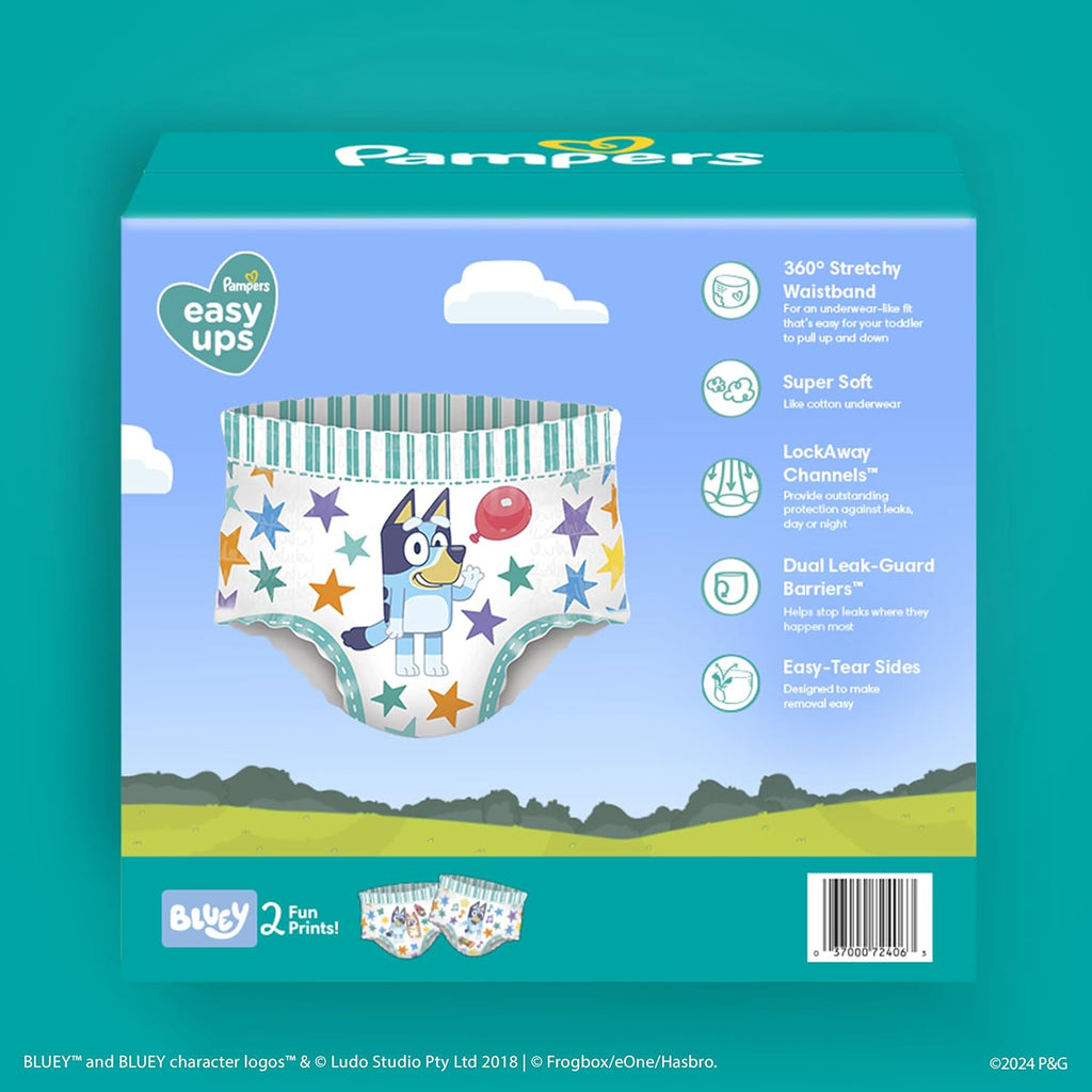 Pampers Training Pants - Easy Ups Boys & Girls Bluey - Size 2T-3T, 140 Count, Children's Potty Underwear (Packaging May Vary)