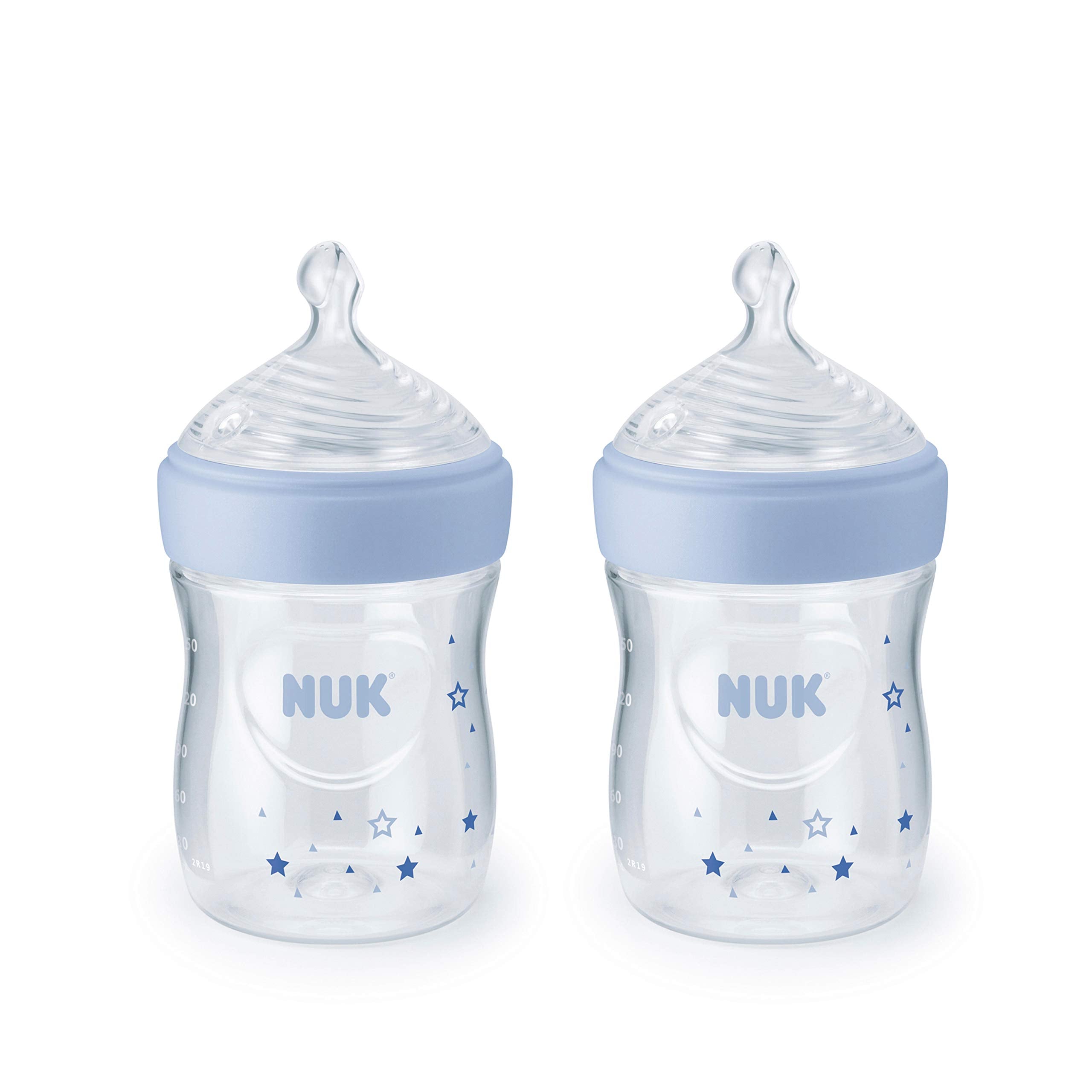 NUK Simply Natural Baby Bottle with SafeTemp, 5 oz, 2 Pack, Pink Hearts