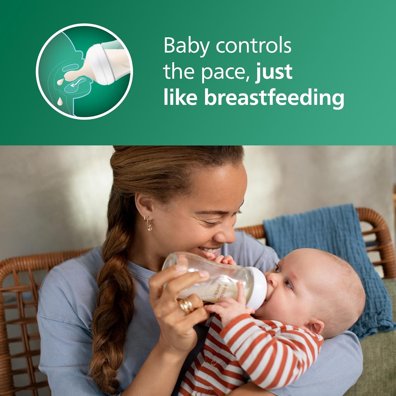 Philips Avent Natural Glass Baby Bottles with Natural Response Nipples (Medium Flow, Flow 3), 8oz, 4-Pack, SCY913/04