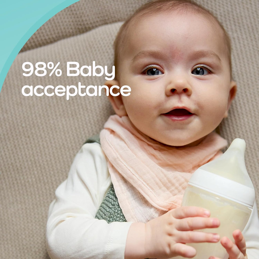 NUK Perfect Match 2-in-1 Natural and Anti-Colic Bottle with Medium Flow, Wide, Adaptable Nipple, 8oz., 4 Pack, BPA Free