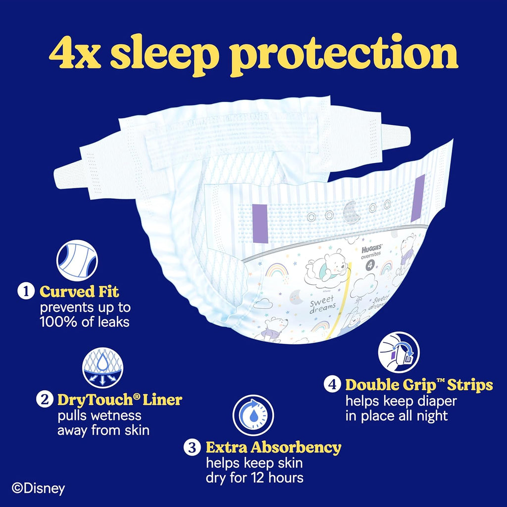 Huggies Size 5 Overnites Baby Diapers: Overnight Diapers, Size 5 (27+ lbs), 100 Ct (2 Packs of 50), Packaging May Vary