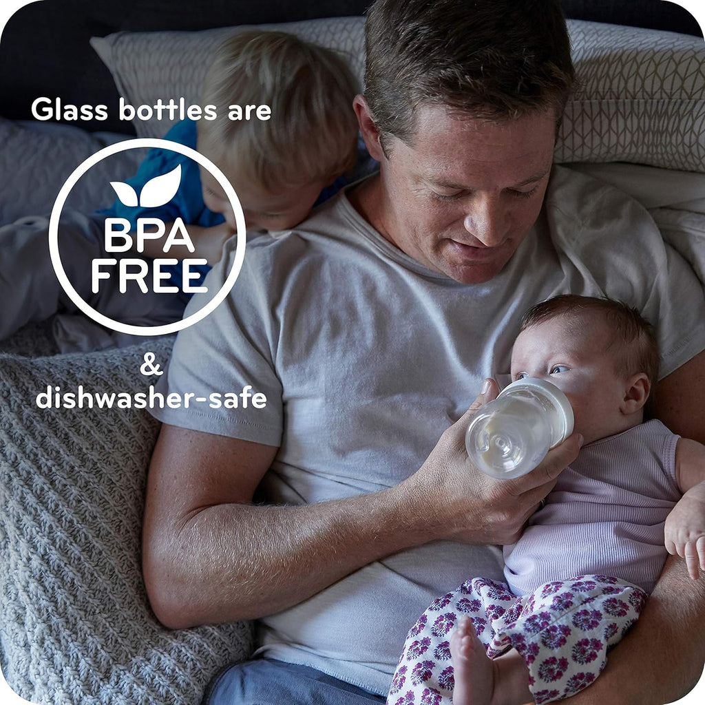 NUK Simply Natural Glass Baby Bottles, 4 oz, 3 Pack