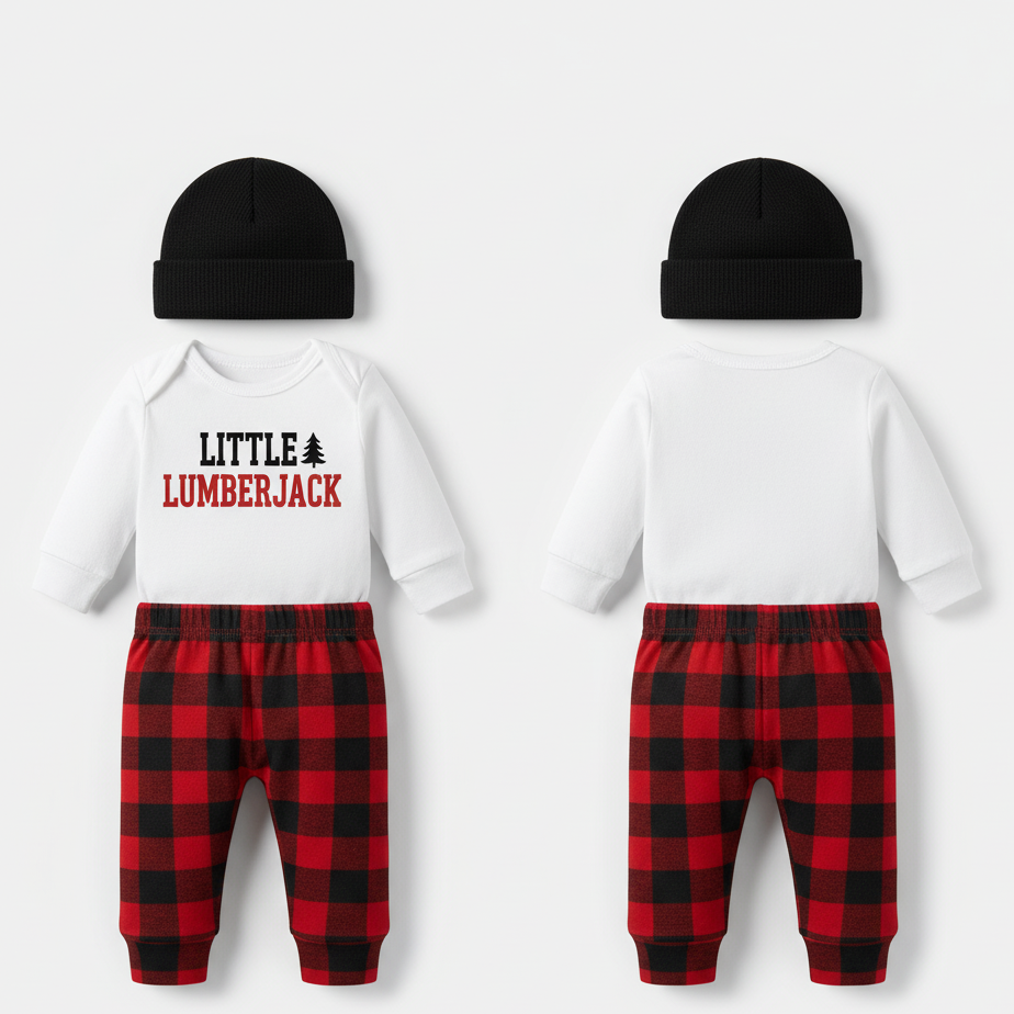 "Little Lumberjack" Buffalo Plaid 3-Piece Baby Direct Club ™ Outfit Set