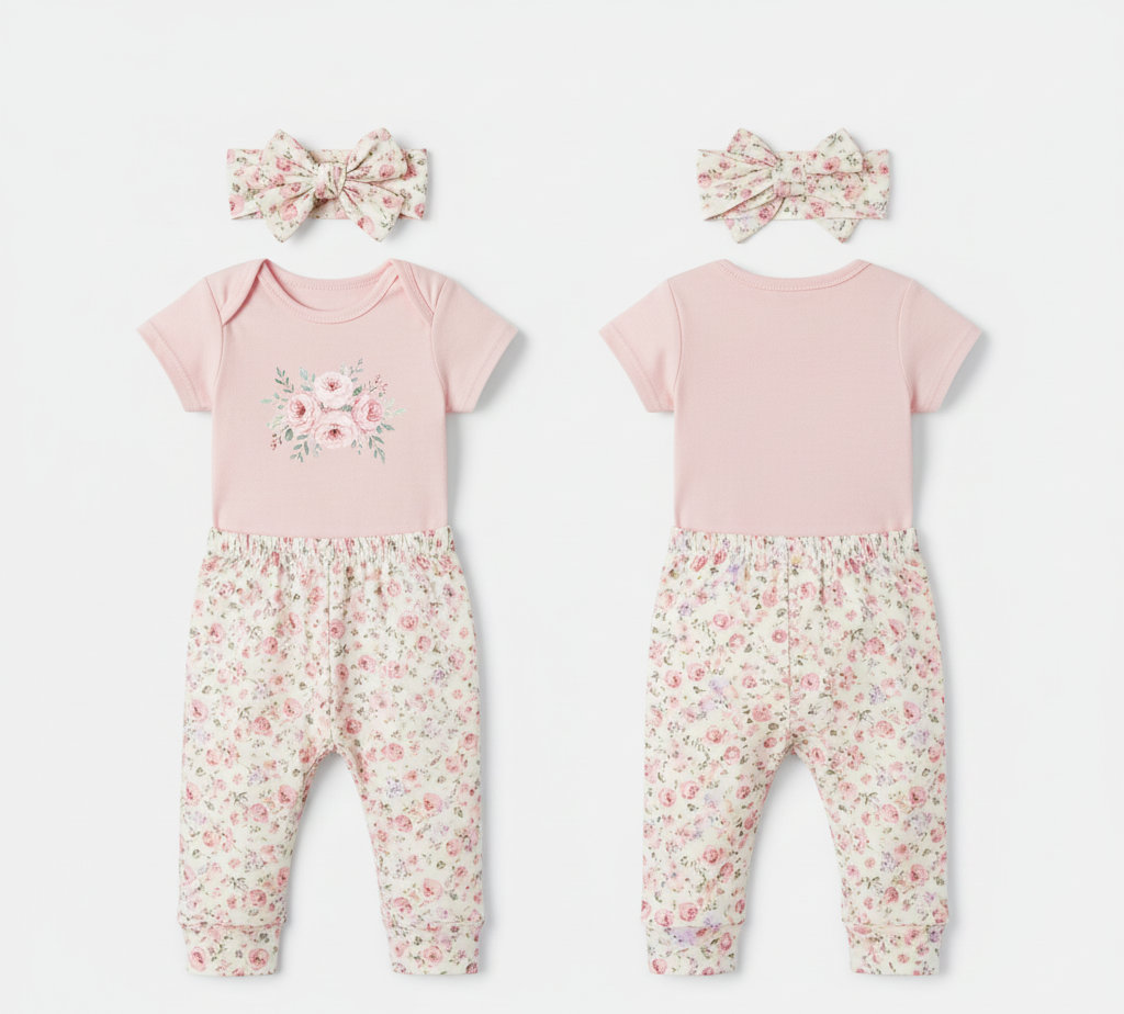 "Sweet Blossom" 3-Piece Baby Direct Club™ Floral Outfit Set