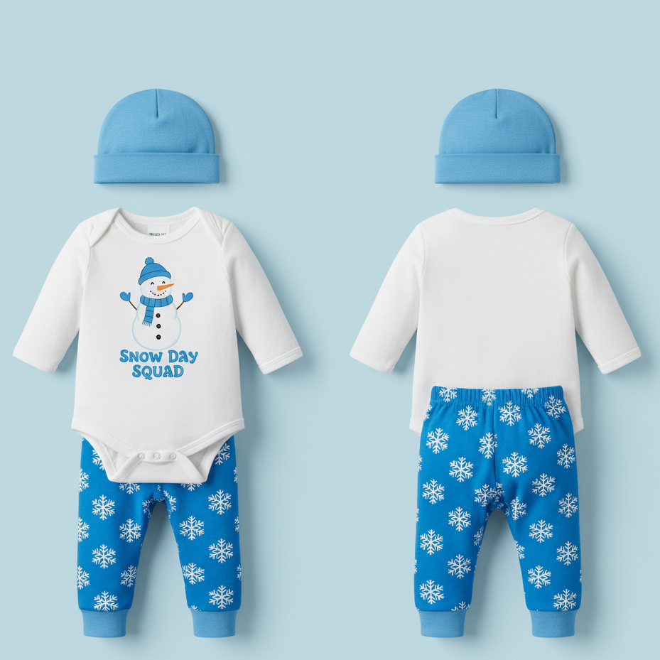 "Snow Day Squad" Snowflake 3-Piece Baby Direct Club™ Outfit Set