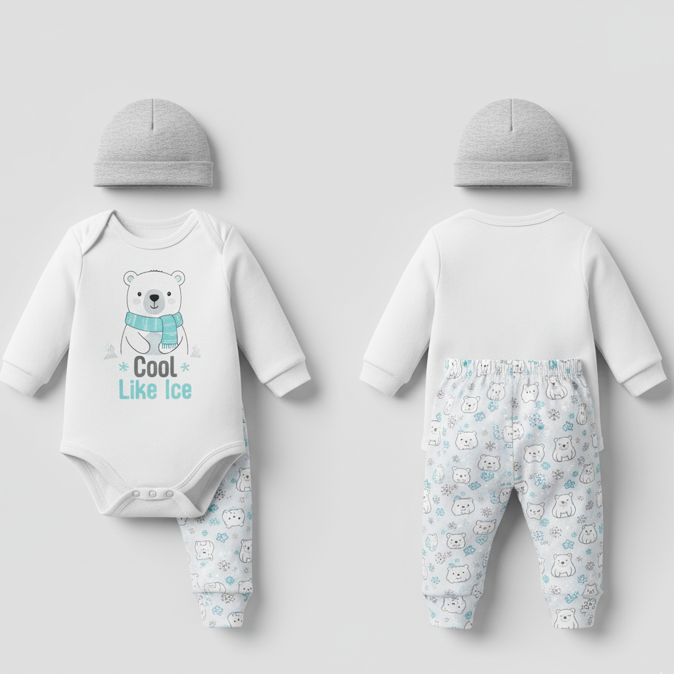 "Cool Like Ice" Polar Bear 3-Piece Baby Direct Club™ Outfit Set
