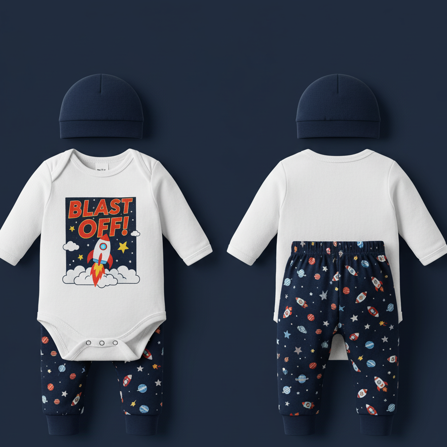 "Blast Off!" Space Adventure 3-Piece Baby Direct Club™ Outfit Set