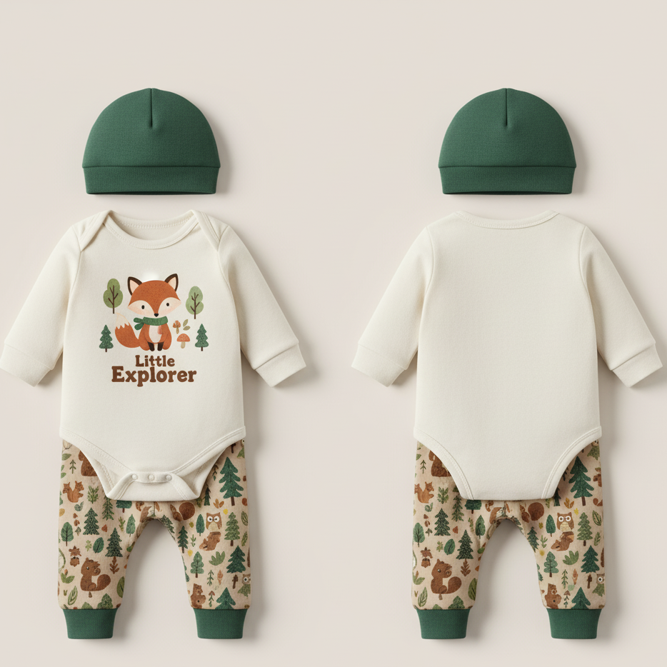 "Little Explorer" Woodland Adventure 3-Piece Baby Direct Club™ Outfit Set