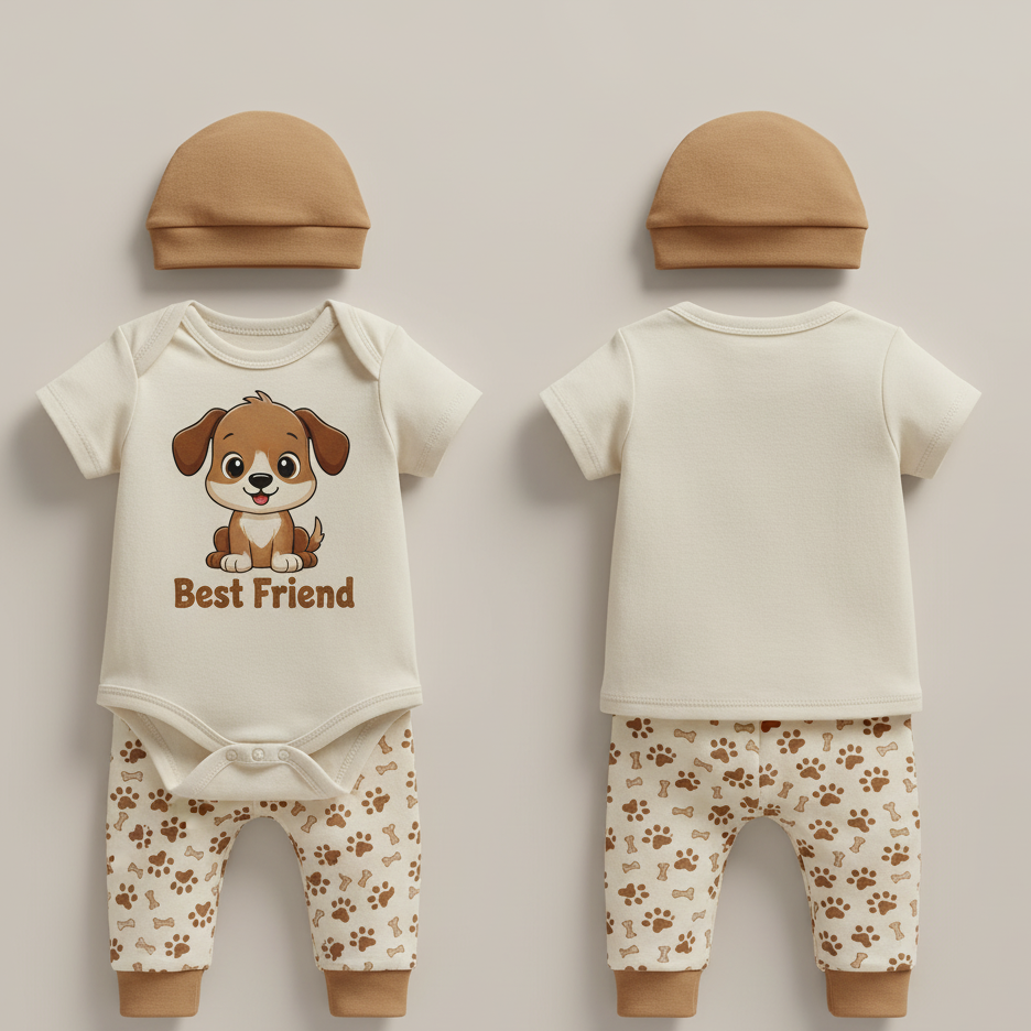 "Best Friend" Puppy Love 3-Piece Baby Direct Club™ Outfit Set
