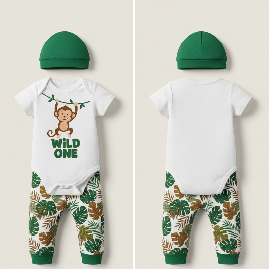 "Wild One" Jungle Adventure 3-Piece Baby Direct Club™ Outfit Set