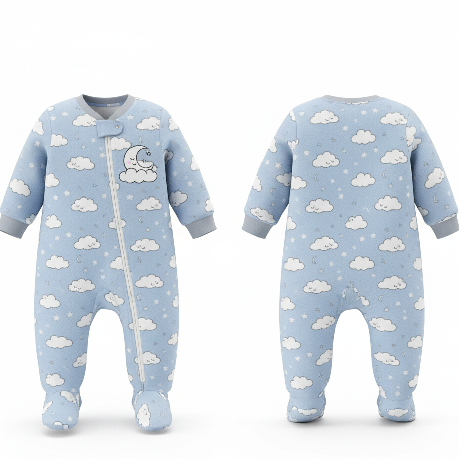 "Dreamy Skies" Cloud & Moon Baby Direct Club ™Footed Sleeper