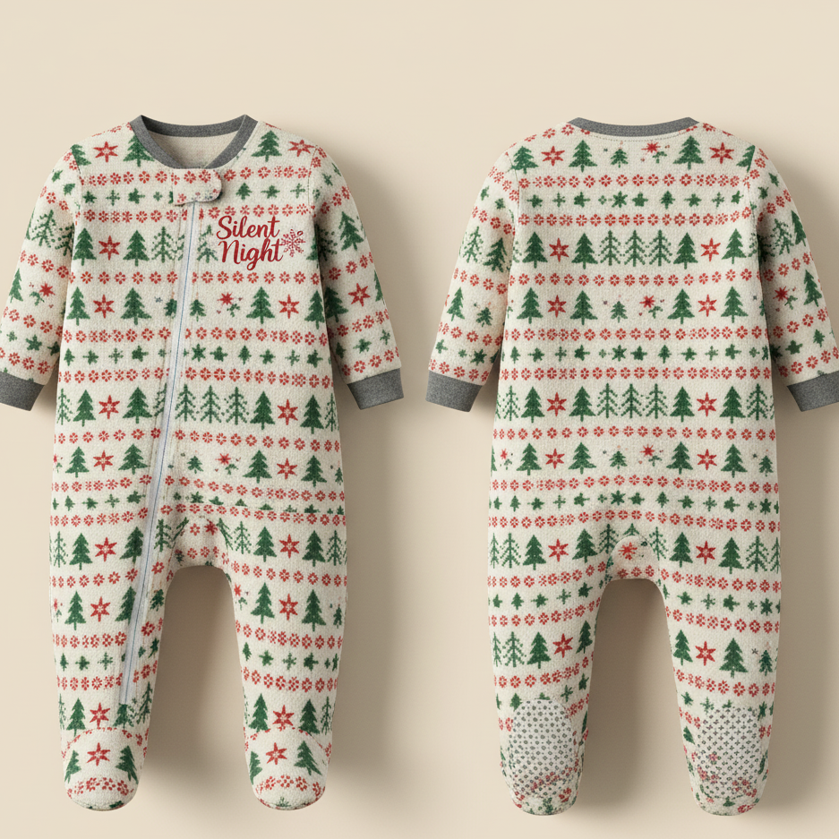 "Silent Night" Fair Isle Baby Direct Club ™ Footed Sleeper
